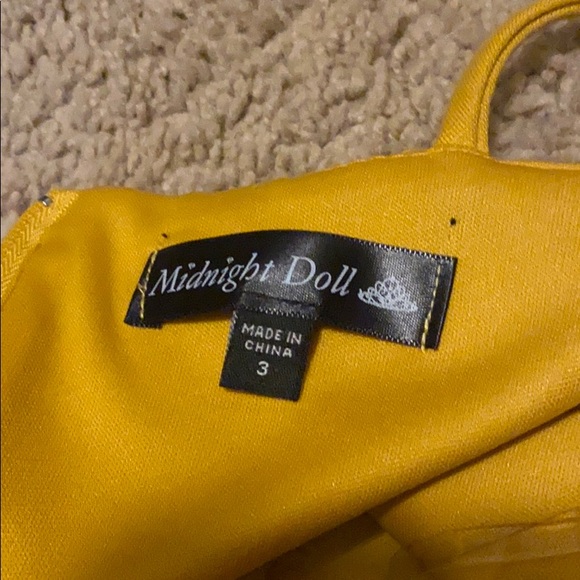 Mustard Yellow Cocktail Formal Dress - Picture 3 of 5